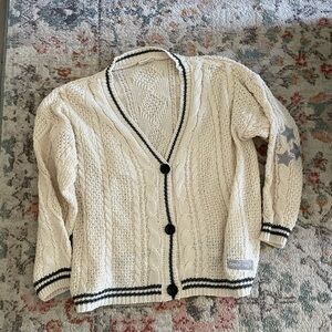 Taylor Swift Cream and Black Cable Knit Cardigan